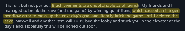 Gamble With Your Friends - integer overflow bug reported in the reviews